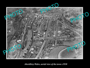 OLD LARGE HISTORIC PHOTO OF ABERTILLERY WALES, AERIAL VIEW OF THE TOWN c1930 2