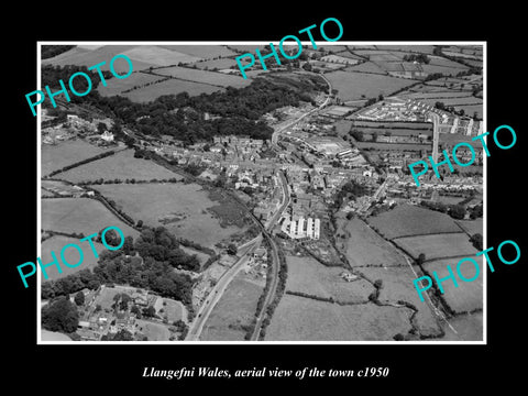 OLD LARGE HISTORIC PHOTO OF LLANGEFNI WALES, AERIAL VIEW OF THE TOWN ca1950 1