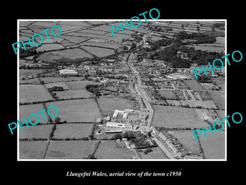 OLD LARGE HISTORIC PHOTO OF LLANGEFNI WALES, AERIAL VIEW OF THE TOWN ca1950 2