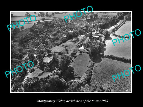 OLD LARGE HISTORIC PHOTO OF MONTGOMERY WALES, AERIAL VIEW OF THE TOWN ca1930 3