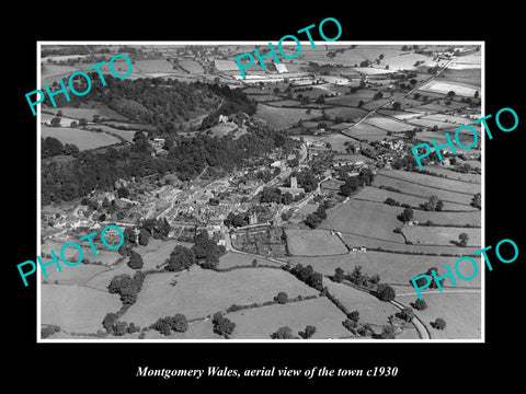 OLD LARGE HISTORIC PHOTO OF MONTGOMERY WALES, AERIAL VIEW OF THE TOWN ca1930 5