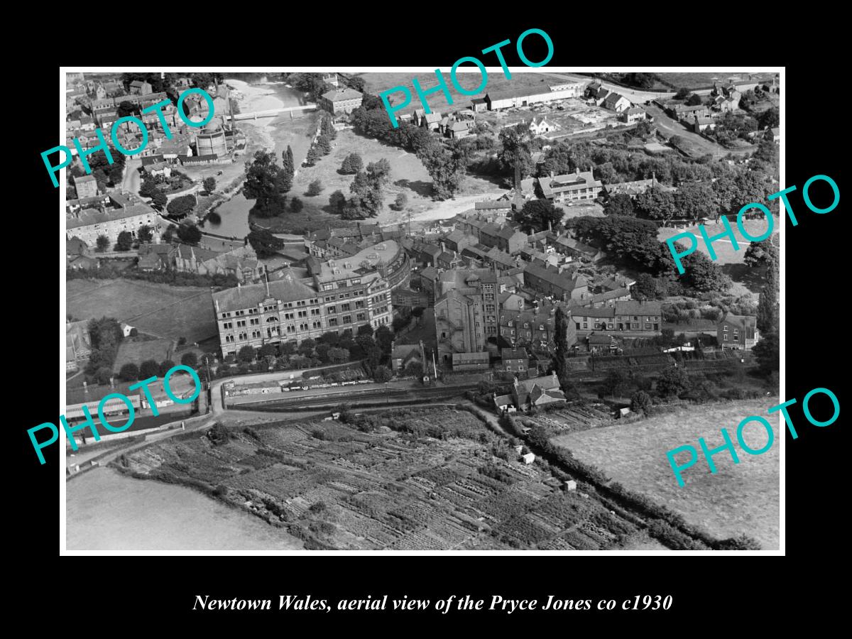 OLD LARGE HISTORIC PHOTO OF NEWTOWN WALES, AERIEL VIEW OF PRYCE JONES Co c1930