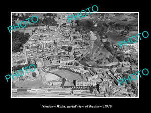 OLD LARGE HISTORIC PHOTO OF NEWTOWN WALES, AERIEL VIEW OF THE TOWN c1930 4