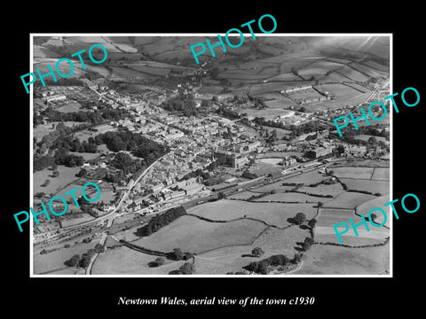 OLD LARGE HISTORIC PHOTO OF NEWTOWN WALES, AERIEL VIEW OF THE TOWN c1930 5