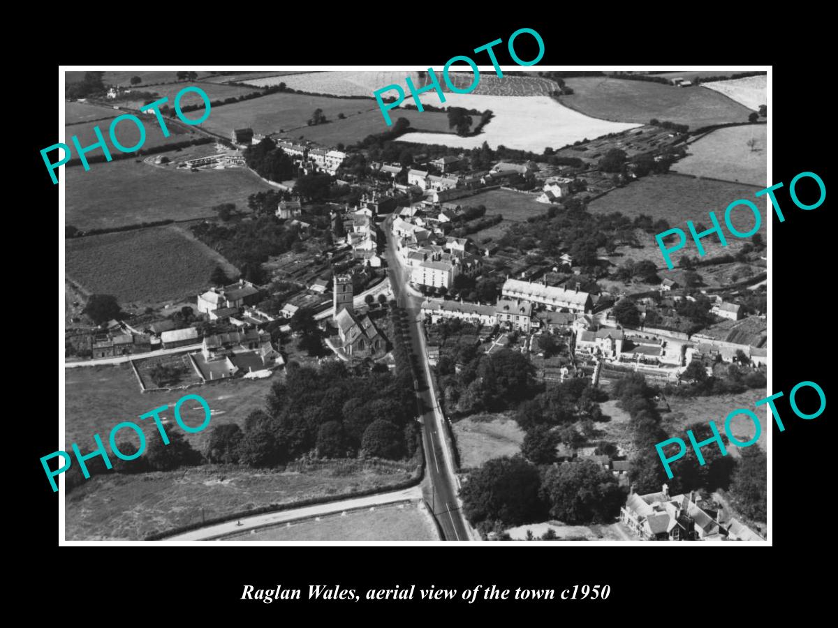 OLD LARGE HISTORIC PHOTO OF RAGLAN WALES, AERIEL VIEW OF THE TOWN c1950 1