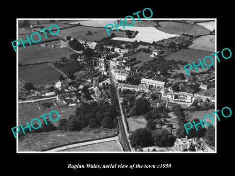 OLD LARGE HISTORIC PHOTO OF RAGLAN WALES, AERIEL VIEW OF THE TOWN c1950 1