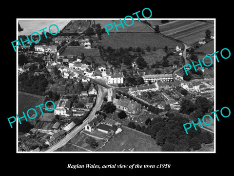 OLD LARGE HISTORIC PHOTO OF RAGLAN WALES, AERIEL VIEW OF THE TOWN c1950 2