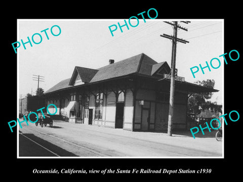 OLD LARGE HISTORIC PHOTO OF OCEANSIDE CALIFORNIA, THE RAILROAD DEPOT c1930 1