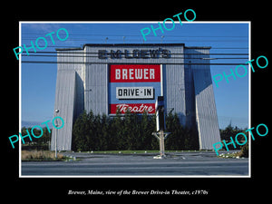 OLD LARGE HISTORIC PHOTO OF BREWER MAINE, THE BREWER DRIVE IN THEATER c1970s