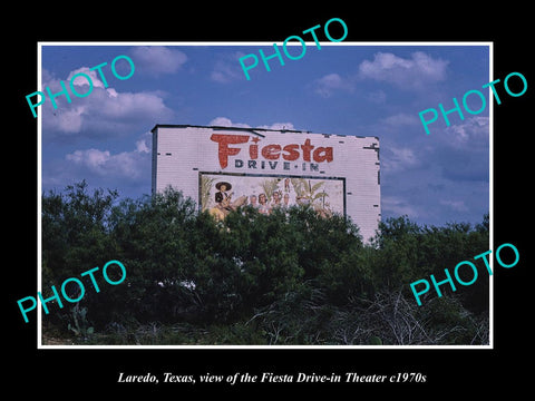 OLD LARGE HISTORIC PHOTO OF LAREDO TEXAS, THE FIESTA DRIVE IN THEATER c1970s