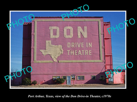 OLD LARGE HISTORIC PHOTO OF PORT ARTHUR TEXAS, THE DON DRIVE IN THEATER c1970s