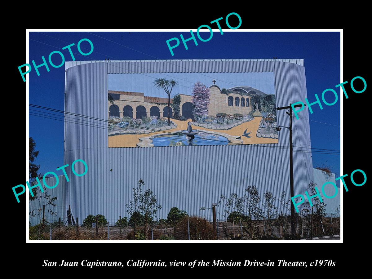 OLD LARGE HISTORIC PHOTO, SAN JUAN CAPISTRANO CALIFORNIA DRIVE IN THEATER c1970s