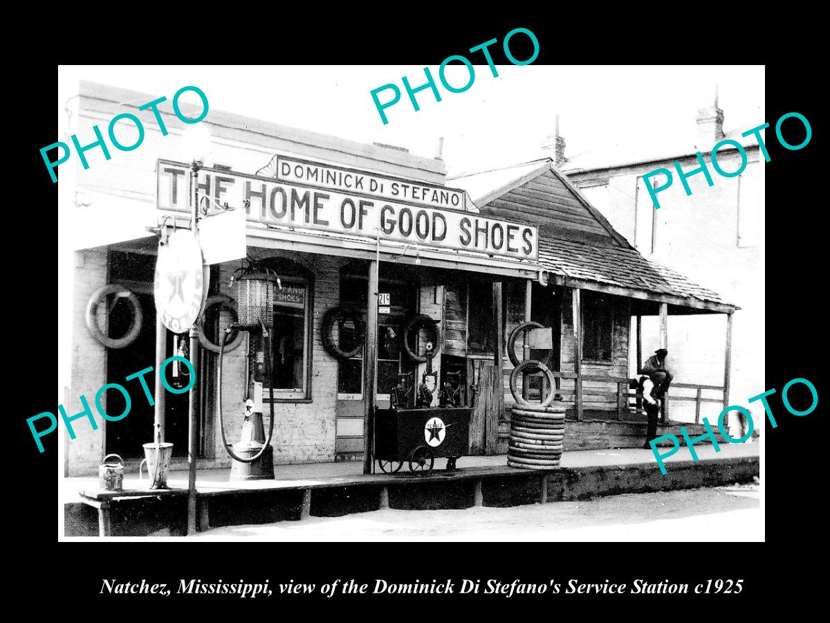 OLD LARGE HISTORIC PHOTO OF NATCHEZ MISSISSIPPI, DI STEFANO SERVICE STATION 1925