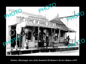 OLD LARGE HISTORIC PHOTO OF NATCHEZ MISSISSIPPI, DI STEFANO SERVICE STATION 1925