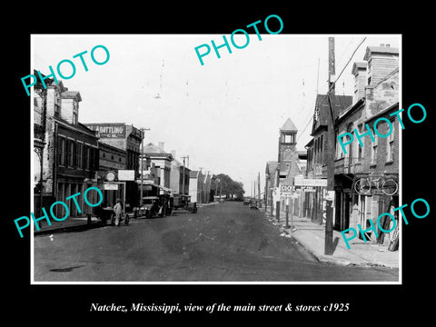 OLD LARGE HISTORIC PHOTO OF NATCHEZ MISSISSIPPI, THE MAIN ST & STORES c1925 1