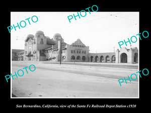 OLD LARGE HISTORIC PHOTO OF SAN BERNARDINO CALIFORNIA, THE RAILROAD DEPOT c1920