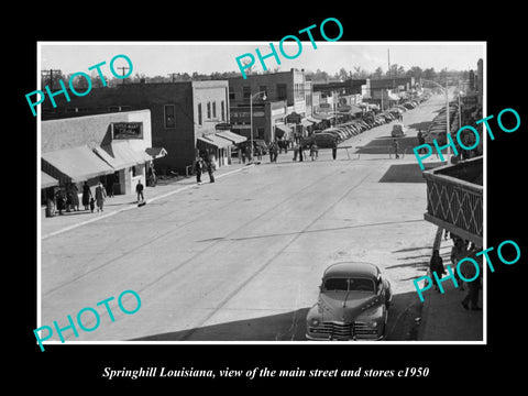 OLD LARGE HISTORIC PHOTO OF SPRINGHILL LOUISIANA, THE MAIN ST & STORES c1950 1