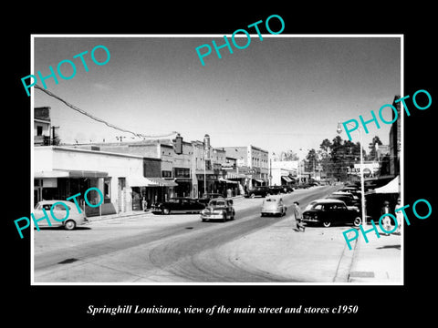 OLD LARGE HISTORIC PHOTO OF SPRINGHILL LOUISIANA, THE MAIN ST & STORES c1950 2