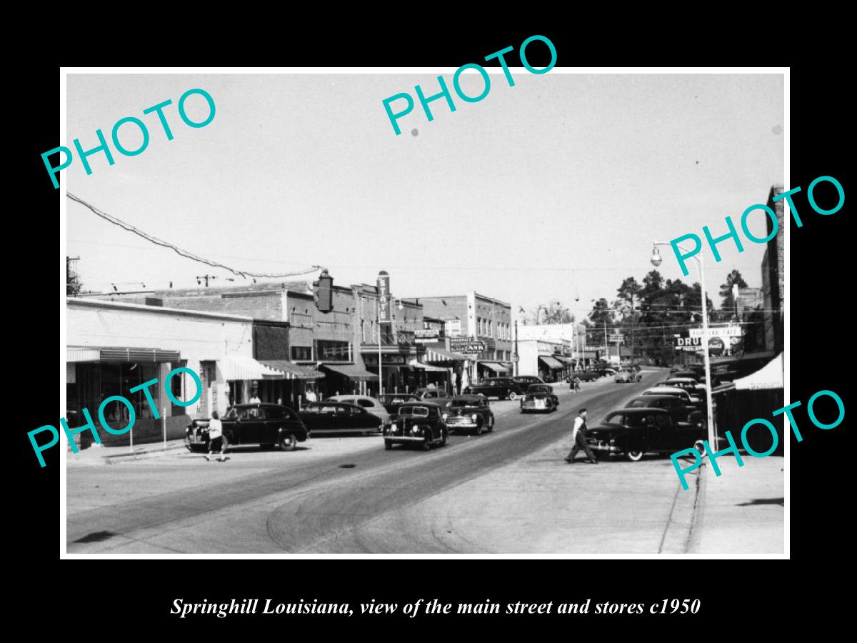 OLD LARGE HISTORIC PHOTO OF SPRINGHILL LOUISIANA, THE MAIN ST & STORES c1950 4