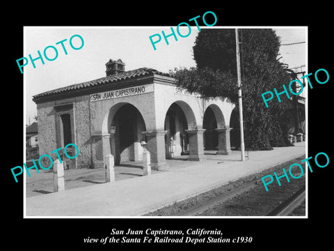 OLD LARGE HISTORIC PHOTO OF SAN JUAN CAPISTRANO CALIFORNIA RAILROAD DEPOT c1930