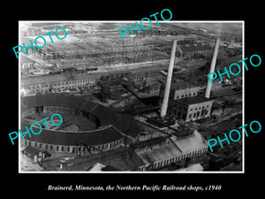 OLD HISTORIC PHOTO BRAINERD MINNESOTA, NORTHERN PACIFIC RAILROAD YARD 1940 2