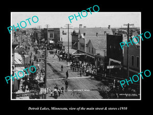 OLD LARGE HISTORIC PHOTO DETROIT LAKES MINNESOTA, THE MAIN ST & STORES c1910