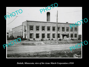 OLD LARGE HISTORIC PHOTO DULUTH MINNESOTA, VIEW OF THE ACME MATCH Co c1930