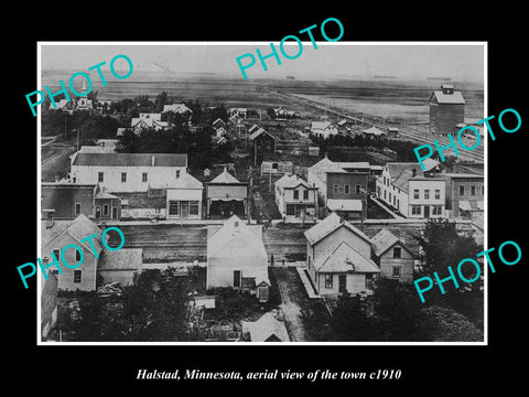 OLD LARGE HISTORIC PHOTO HALSTAD MINNESOTA, VIEW OF THE TOWN c1910