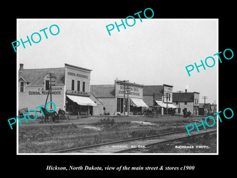 OLD LARGE HISTORIC PHOTO HICKSON NORTH DAKOTA, THE MAIN STREET & STORES c1900