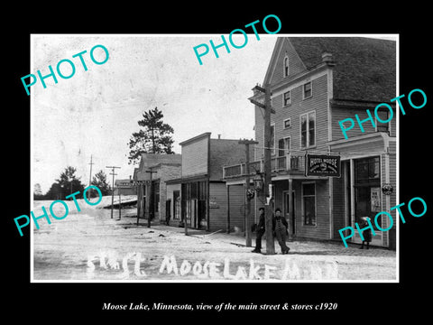 OLD LARGE HISTORIC PHOTO MOOSE LAKE MINNESOTA, THE MAIN STREET & STORES c1920