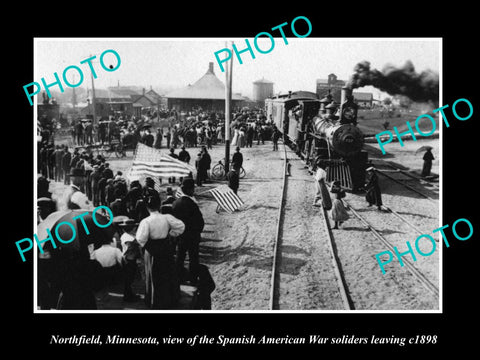 OLD LARGE HISTORIC PHOTO NORTHFIELD MINNESOTA, THE SPANISH WAR SOLDIERS c1898