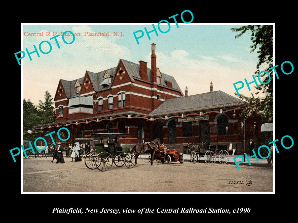 OLD LARGE HISTORIC PHOTO PLAINFIELD NEW JERSEY THE CENTRAL RAILROAD STATION 1900