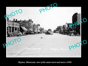 OLD LARGE HISTORIC PHOTO SLAYTON MINNESOTA, VIEW OF THE MAIN ST & STORES c1940