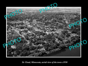 OLD LARGE HISTORIC PHOTO ST CLOUD MINNESOTA, AERIAL VIEW OF THE TOWN c1950 1