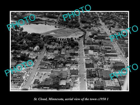 OLD LARGE HISTORIC PHOTO ST CLOUD MINNESOTA, AERIAL VIEW OF THE TOWN c1950 2