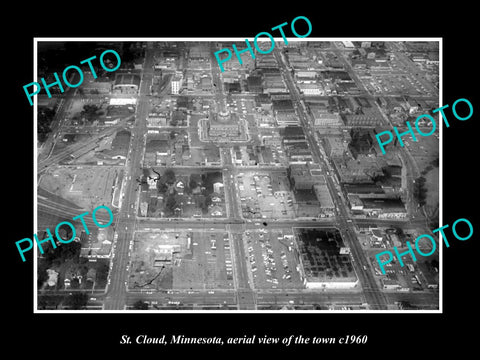 OLD LARGE HISTORIC PHOTO ST CLOUD MINNESOTA, AERIAL VIEW OF THE TOWN c1960 1