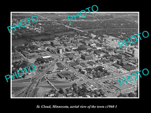 OLD LARGE HISTORIC PHOTO ST CLOUD MINNESOTA, AERIAL VIEW OF THE TOWN c1960 2