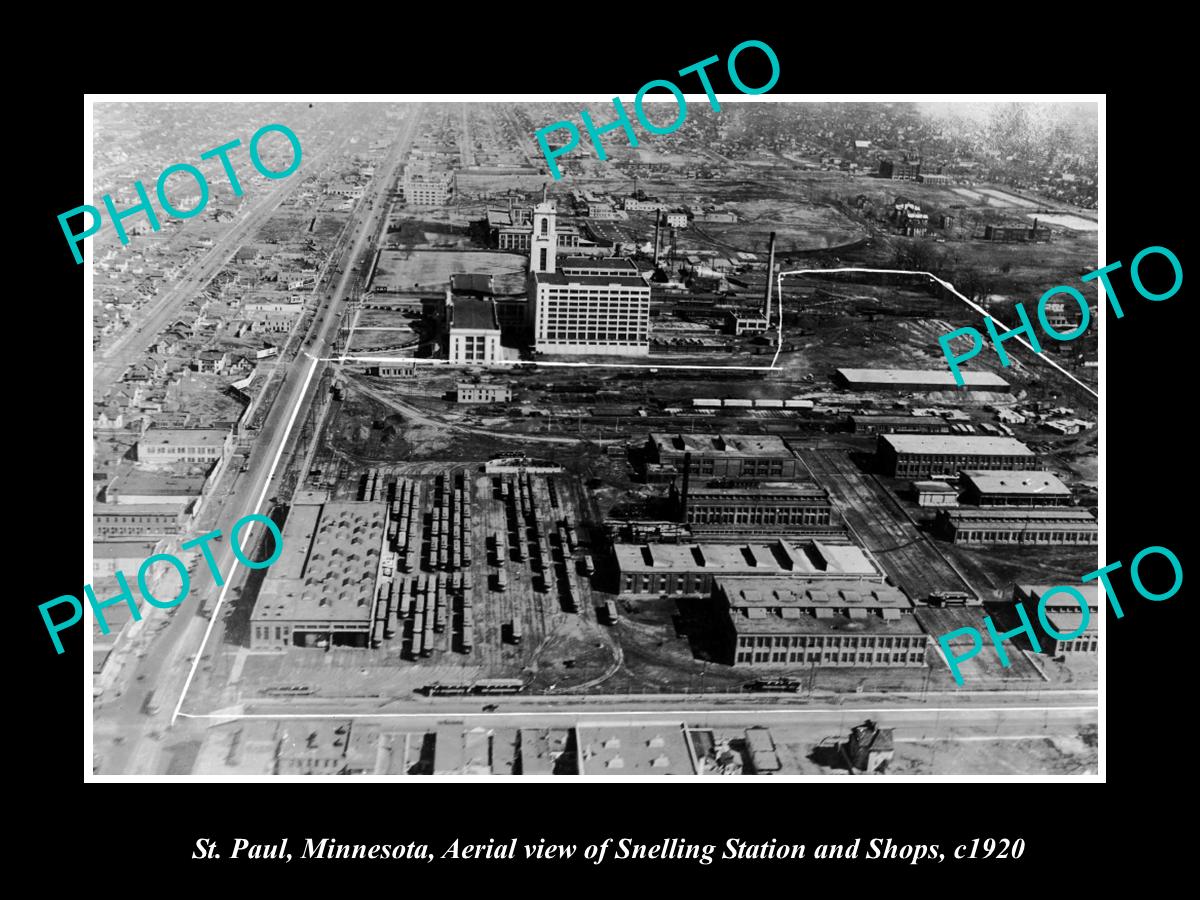 OLD LARGE HISTORIC PHOTO ST PAUL MINNESOTA, AERIAL VIEW OF SNELLING STATION 1920