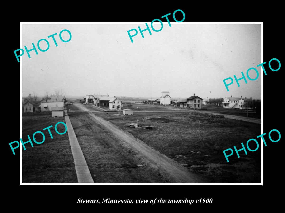 OLD LARGE HISTORIC PHOTO STEWART MINNESOTA, VIEW OF THE TOWNSHIP c1900