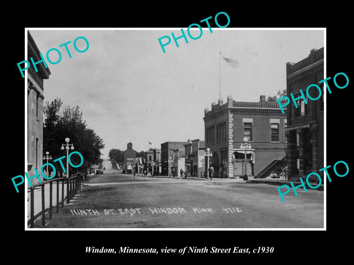 OLD LARGE HISTORIC PHOTO WINDOM MINNESOTA, VIEW OF NINTH STREET EAST c1930