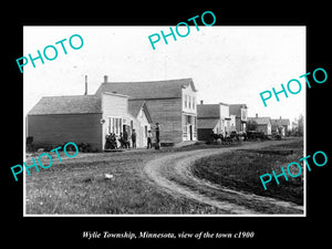 OLD LARGE HISTORIC PHOTO WYLIE TOWNSHIP MINNESOTA, VIEW OF THE TOWN c1900