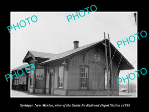 OLD LARGE HISTORIC PHOTO OF SPRINGER NEW MEXICO, SANTA FE RAILROAD DEPOT c1930