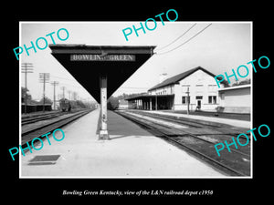 OLD LARGE HISTORIC PHOTO OF BOWLING GREEN KENTUCKY, THE L&N RAILROAD DEPOT c1950