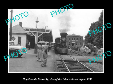 OLD LARGE HISTORIC PHOTO OF KOPKINSVILLE KENTUCKY, THE L&N RAILROAD DEPOT c1950