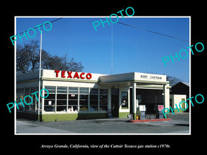 OLD LARGE HISTORIC PHOTO OF ARROYO GRANDE CALIFORNIA, TEXACO GAS STATION c1970s