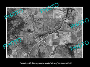 OLD LARGE HISTORIC PHOTO OF CROSSINGVILLE PENNSYLVANIA AERIAL VIEW OF TOWN c1940