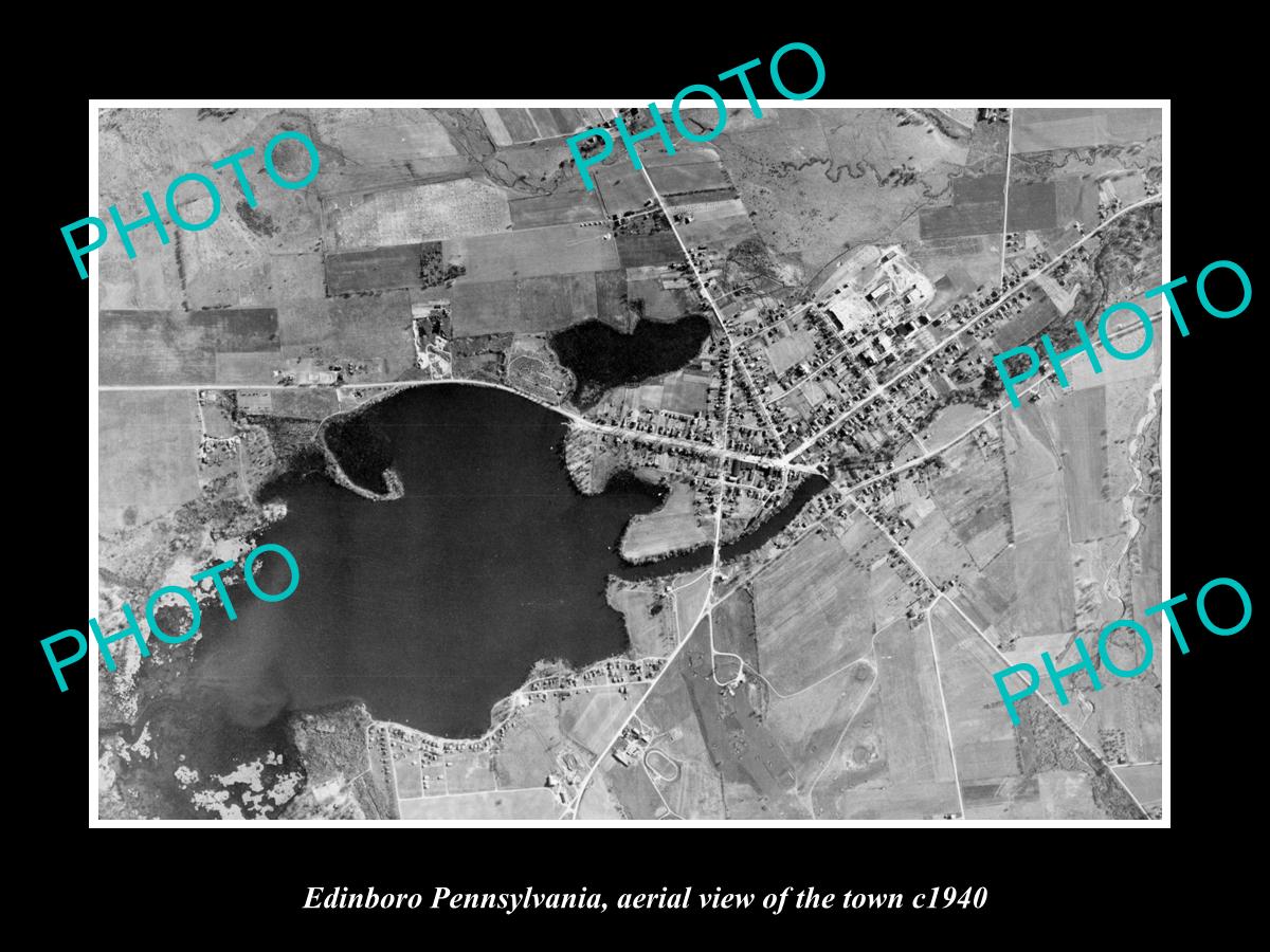 OLD LARGE HISTORIC PHOTO OF EDINBORO PENNSYLVANIA, AERIAL VIEW OF TOWN c1940 1