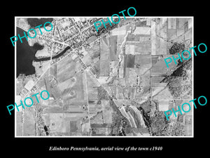 OLD LARGE HISTORIC PHOTO OF EDINBORO PENNSYLVANIA, AERIAL VIEW OF TOWN c1940 2