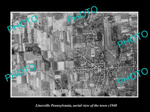 OLD LARGE HISTORIC PHOTO OF LINESVILLE PENNSYLVANIA, AERIAL VIEW OF TOWN c1940 1