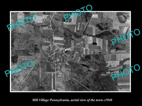 OLD LARGE HISTORIC PHOTO OF MILL VILLAGE PENNSYLVANIA, AERIAL VIEW TOWN c1940 2